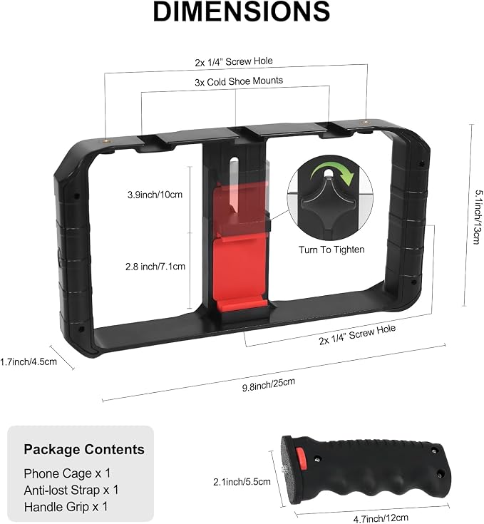 Taisioner Smartphone Video Rig Hand Girp Stabilizer Filmmaking Case | Phone girp with rig phone video stabilizer cold shoe for film maker Compatible with iphone 15/14/13/12/ Pro Max and Android - Image 3