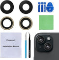 2 Sets Back Rear Camera Lens Glass Replacement for iPhone 15 and iPhone 15 Plus with pre-Installed Adhesive and Reparing Toolkit by Perzework