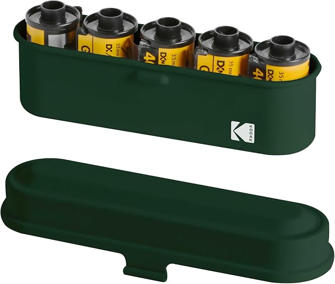 KODAK Film Case - for 5 Rolls of 35mm Films - Compact, Retro Steel Case to Sort and Safeguard Film Rolls (Olive) (Film is not Included) by Unknown