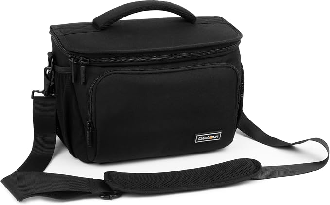 Cwatcun Large Camera Sling Bag, Crossbody Case with Rain Cover | Fits 1DSLR+2 lenses+9.6" iPad+tripod. 18mm EPE foam, Tripodholder included, adj strap 16.9-29.5", luggage strap. by FocusonCameraBag