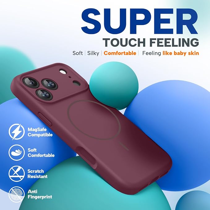 Miracase Silicone & Magnetic for iPhone 17 Pro Max Case, Wine Red | Compatible with MagSafe, Camera Control Cover, Premium Silicone Cover Shockproof Drop Protection Phone Case for 17 Pro Max - Image 4