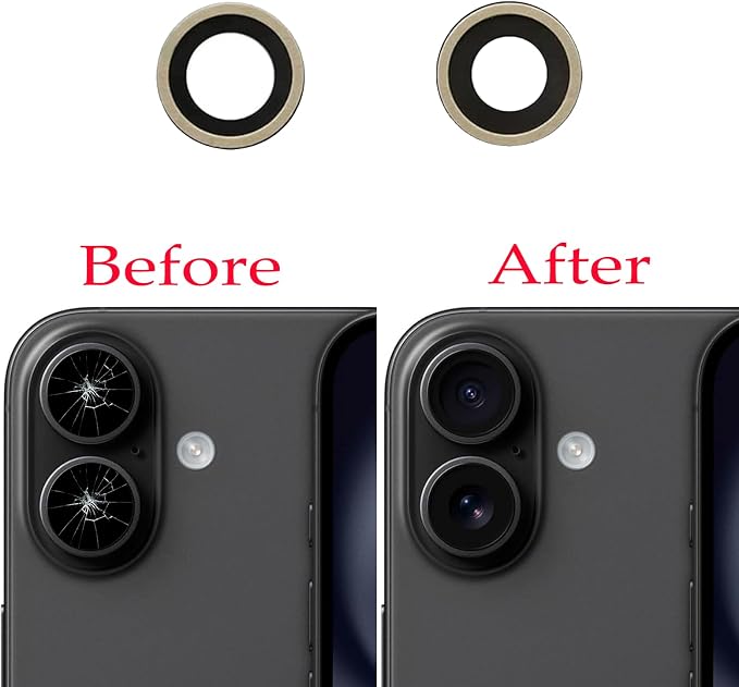 2pcs/Set Back Camera Lens Glass Replacement for iPhone 16 Camera Lens Replacement with Pre-Installed Adhesive + Repair Tool Kit, Anti-Lens Scratch & Waterproof - Image 3