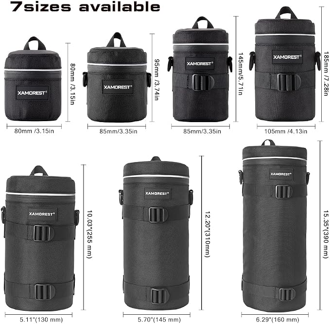 Camera Lens Case Bag for Photographyers, Zipper Waterproof Lens Protective Pouch Interior Size 6.29" x 15.35"(Nylon, Black) - Image 6