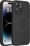miracase Magnetic for iPhone 14 Pro Max Case, [Soft Anti-Scratch Microfiber Lining], Compatible with MagSafe, Silicone Shockproof Protection Phone Case for iPhone 14 Pro Max,Black by Miracase