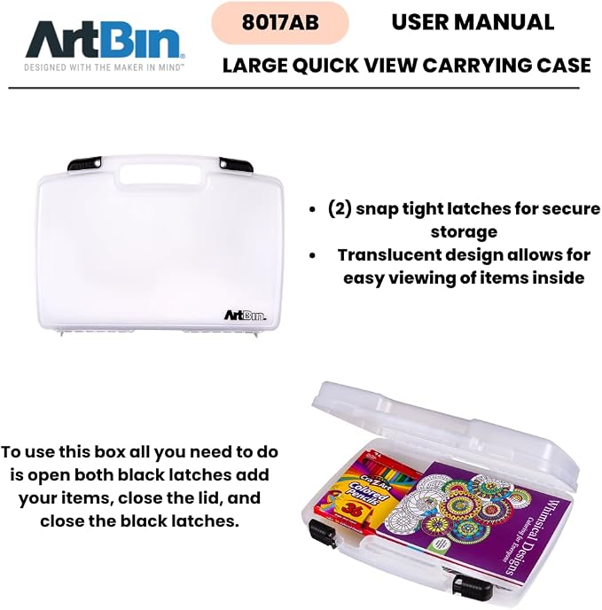 ArtBin 8017AB 17 inch Quick View Carrying Case, Portable Art & Craft Organizer with Handle, [1] Plastic Storage Case, Translucent - Image 10