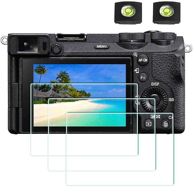 ULBTER Screen Protector for Sony Alpha A6700 A7C II A7CR A7C R [3+2Pack] | 3 Pcs Tempered Glass for 6700 A7CII & 2 Hot Shoe Cover 0.3mm 9H Hardness Anti-Scrach Anti-Fingerprint Anti-Bubble by ULBTER