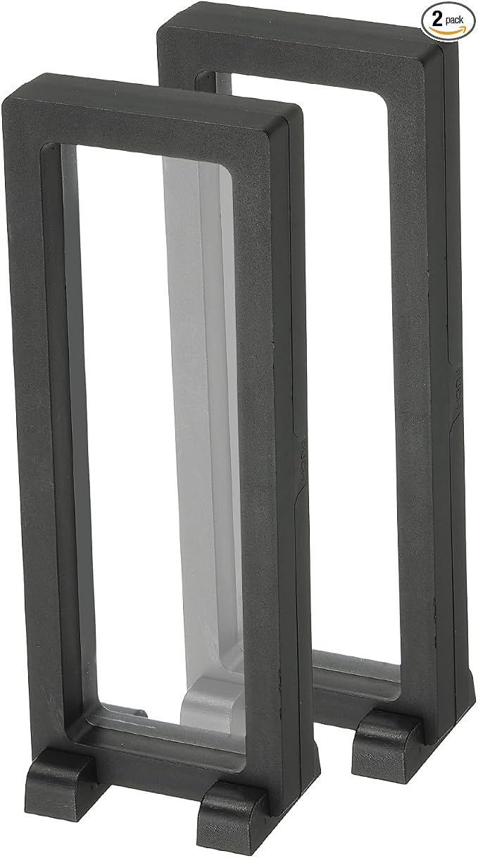 PATIKIL 2Pcs Floating Display Case, 7.1x0.2 Inch Necklace Display Case Stand Holder Frames Transparent Large Storage Box Long 3D for Necklace Bracelets Pendants Jewelry, Black by PATIKIL
