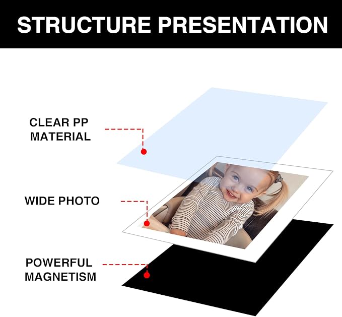 30 Pack Magnetic Picture Frame for Polaroid I-Type/Wide Camera Film | Fridge Magnetic Photo Frames for Polaroid I-Type/Now/Now+/Fujifilm Instax Wide/Wide 300/400 Instant Film Camera Films, Black - Image 3