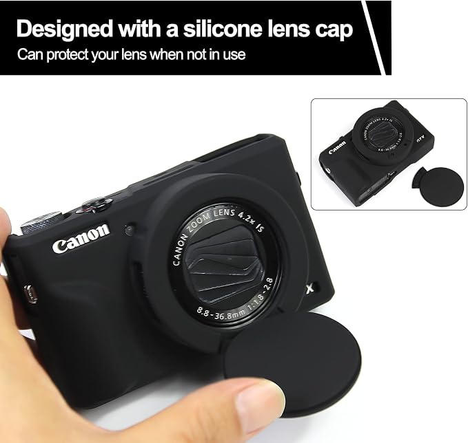 Easy Hood Camera Case Cover for Canon Powershot G7X Mark III Camera(Black) | With Removable Lens Cover,Soft Silicone Protective Case,Anti-Scratch,Slim Fit,Enhanced Grip,Lightweight Camera Accessories - Image 4