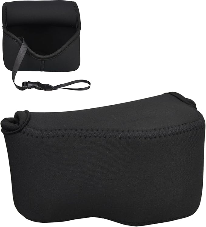 Neoprene Camera Case Pouch for Compact Camera + Lens Below 4.7x2.9x3.4" | w Anti-Lost Strap,Camera Bag for Leica DLUX8, XM5 w XF 23mm F2.8, ZV-E10 A6100 A6500 A6300 w E 16-50,LX100,M10 M w EF-M 22 F2 by JJC