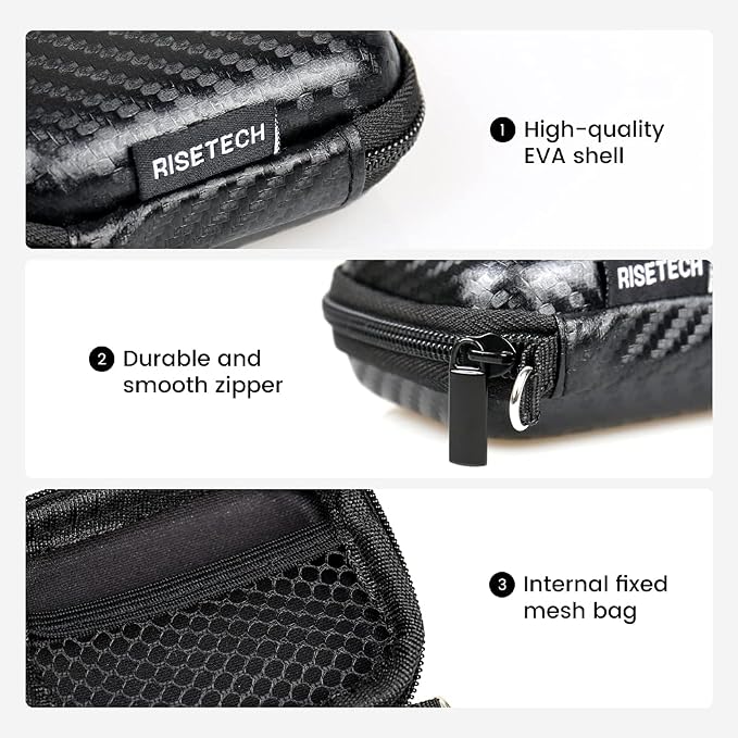 Earbud Case Holder Earphone Case Hard EVA Headphone Storage Bag Small Zipper Pouch Compatible with Wired Earbuds, JBL Vibe Beam 2, Tune Flex, Live Pro 2, TAGRY X08, Btootos A90 Pro -with Clip - Image 3