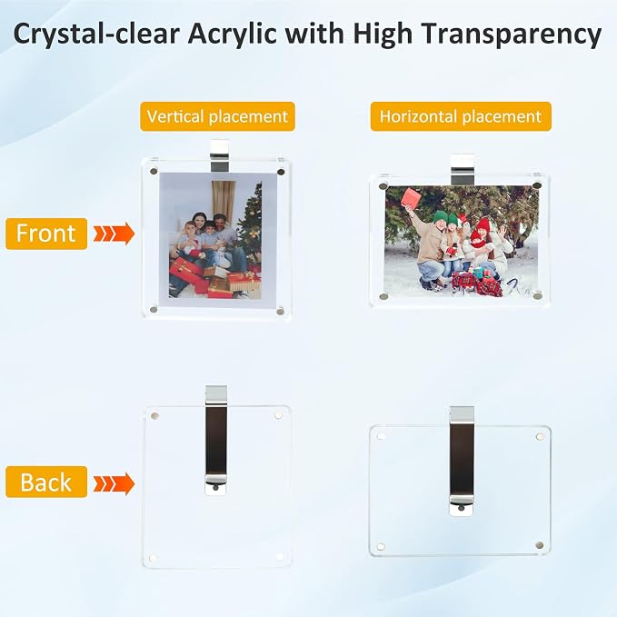 2Pcs Car Picture Holder,Acrylic Magnetic Visor Photo Clip | Picture Frame, Horizontal Vertical Display, Decorate Your Car Visor Clip with Family & Personal Photos (3.78×4.72in) - Image 7