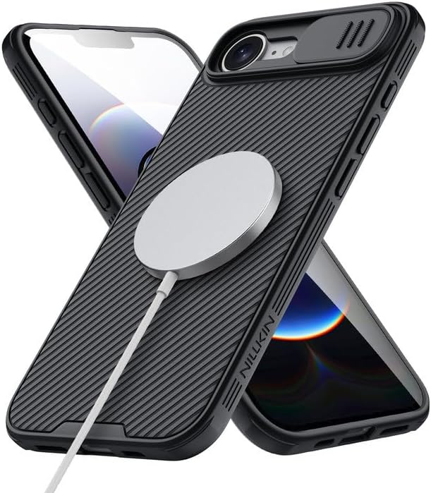 Nillkin Magnetic for iPhone 17E/16E Case MagSafe, Upgraded Slide Camera Cover, Compatible with MagSafe, [Shockproof Protective] Slim Case for iPhone 17E(2026)/16E(2025) 6.1 inch, Black ﻿ by Nillkin