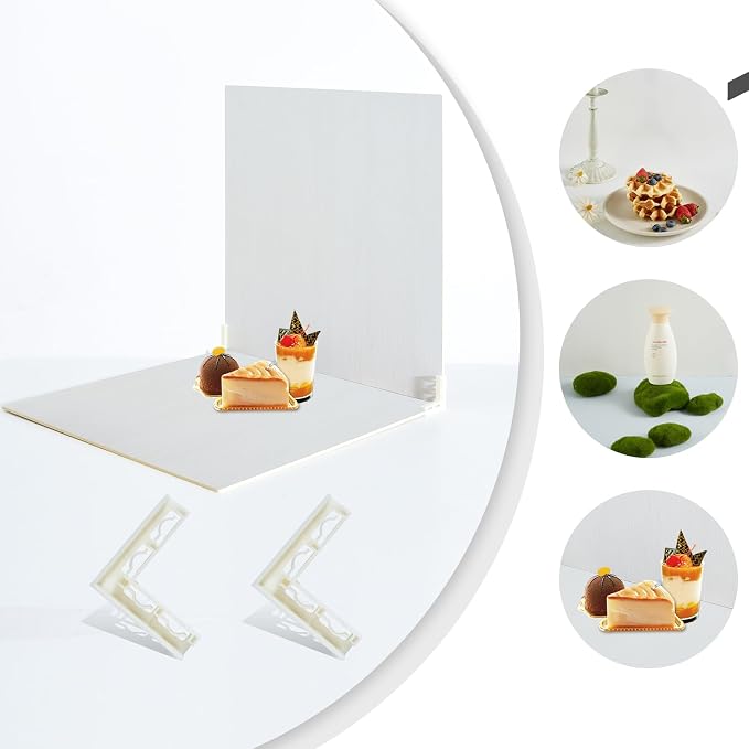 2 PCS Boards Photo Backdrop for Flat Lay, Food Photography Background 24x24 Inch, BEIYANG (Black Walnut+Dark Gray) - Image 3