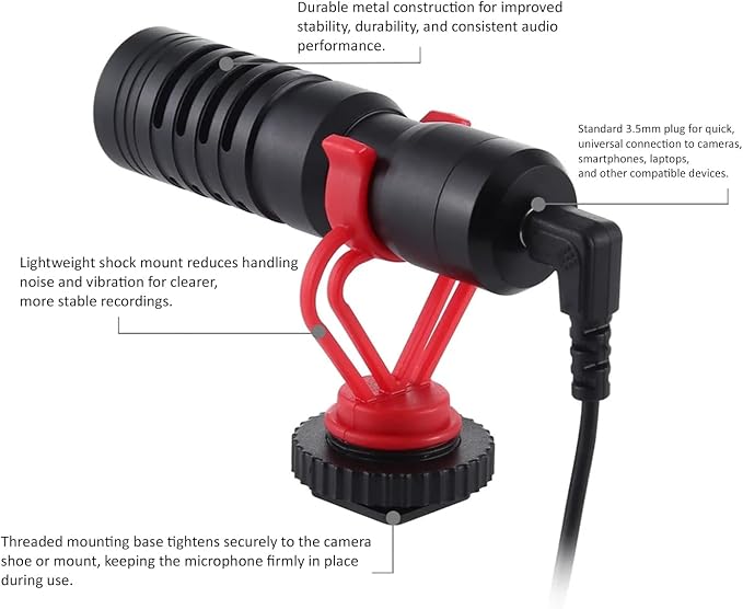 Stereo Microphone with Windscreen (Shotgun) for Canon EOS 80D - Image 5