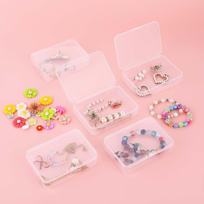 5 Pcs Mini Plastic Storage Containers Box with Lid, Small Storage Containers Travel Case 4x3x1 Inches Clear Rectangle Box Organizer for Collecting Small Items, Beads, Jewelry, Cards, Crafts - Image 4