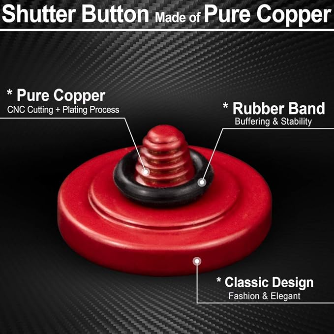 Red Soft Shutter Release Button - Pure Copper for Fuji X100VI X100V XT5 | 2-Pack Camera Shutter Button, Anti Shake, Multi-Color, for Nikon Zf Leica Canon Fujifilm, Street Travel Daily - Image 6