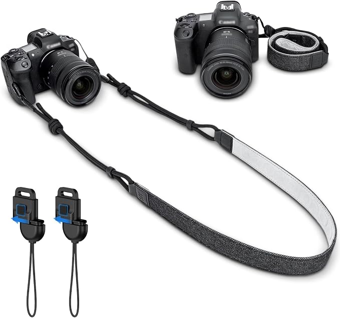 Minimalist Denim lifestyle Camera Shoulder Neck Strap with Quick Release for Most Mirrorless Cameras Canon EOS R50 R10 Fujifilm X-T30 III XT-50 Nikon Z5 Z50 II Z fc Zf, Adjustable Comfortable Strap by JJC