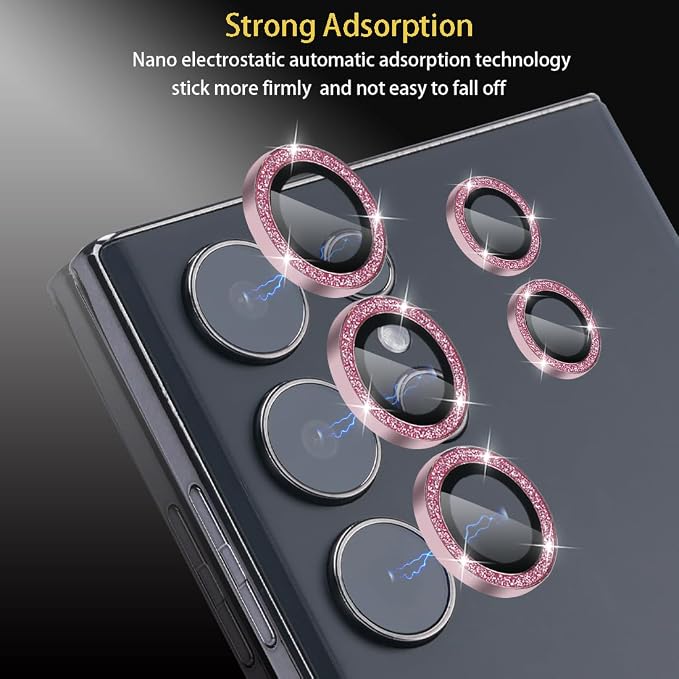 Camera Lens Protector for Samsung Galaxy S24 Ultra, Glitter Pink | Tempered Glass, Auto-align Tray, Easy Installation, Case Friendly, Anti-Scratch, HD Clear, Ultra Slim - Image 4