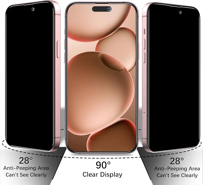 2+2 Pack Privacy Screen Protector for iPhone 16 Plus Tempered Glass | Anti-Spy Privacy Protection, with Camera Lens Protector, Anti Scratch, Bubble Free - Image 3
