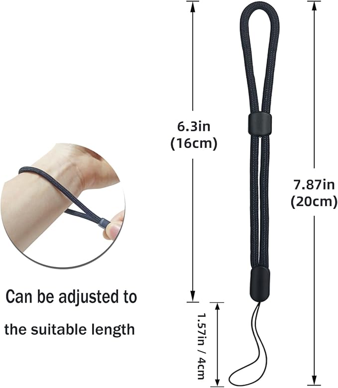 yuntop 5PCS Wrist lanyard, 7.8 inch Hand Wrist Strap Lanyard | Adjustable Nylon Wristlet Straps for Cell Phone, Camera, GoPro, PSP, USB Flash Drives, Flashlight (Black) - Image 2
