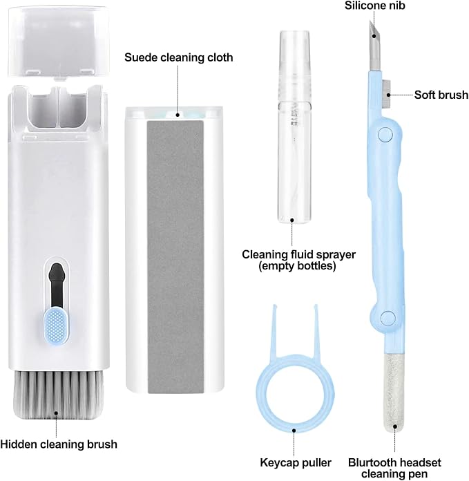 7-in-1 Electronic Cleaner Kit,Keyboard Cleaner,Laptop Cleaner Kit for Monitor, Cell Phone, Headset, Lego, Laptop Camera Lens(Blue) - Image 5