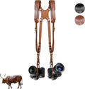 Kasla Leather Dual Camera Strap for Two DSLR/SLR Cameras Tan by Kasla