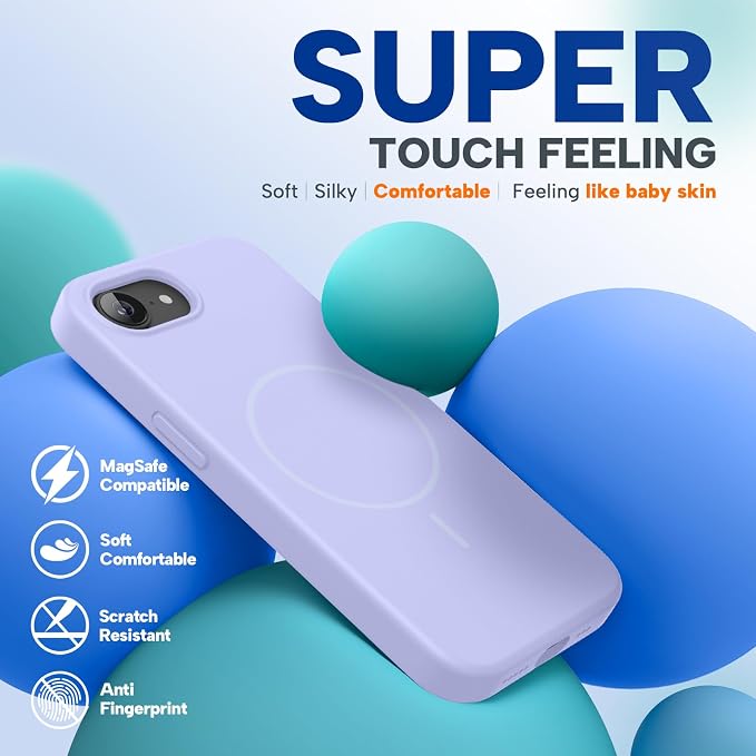 miracase Magnetic for iPhone 17e Case & iPhone 16e Case, [Soft Anti-Scratch Microfiber Lining], Compatible with MagSafe, Silicone Shockproof Protection Phone Case for iPhone 17e/16e, Light Purple - Image 5