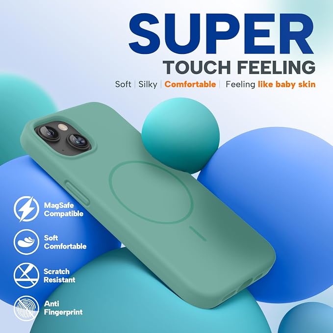 Miracase Silicone & Magnetic for iPhone 13 Case, Midnight Green | Compatible with MagSafe, Soft Microfiber Lining, Premium Silicone Cover Shockproof Drop Protection Phone Case for 13 - Image 4