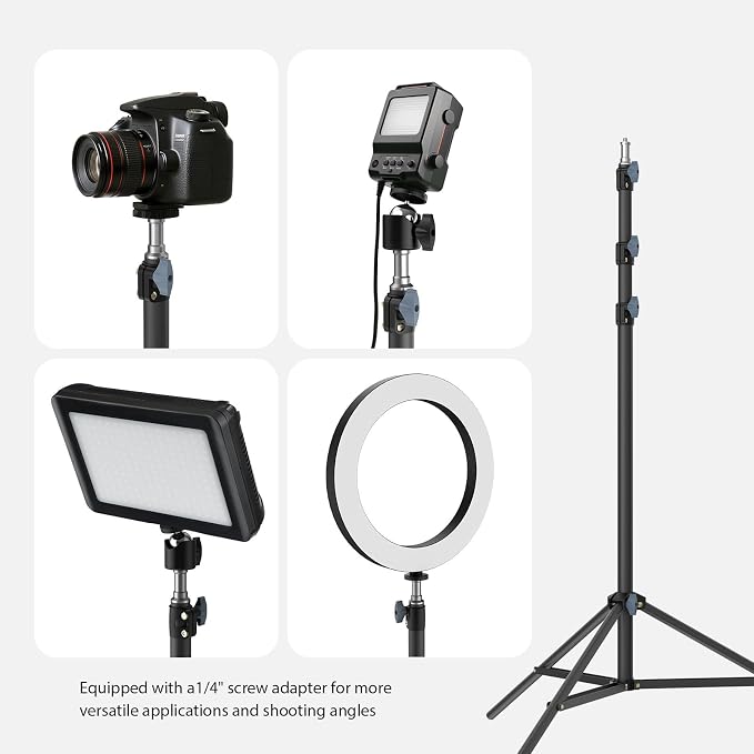 10ft/118 Heavy Duty Photography Light Stand, Tripod with 1/4" Screw | 10ft heavy-duty photography light stand with 1/4" screw, height adjustable stable support for ringlight studio Reflectors - Image 3