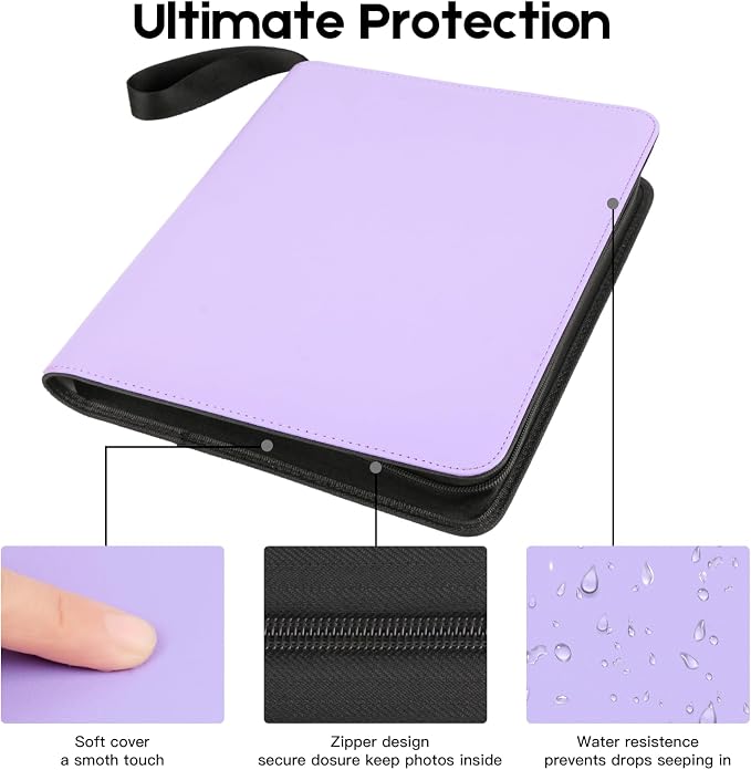 Veicevol 256-Pocket Album for Polaroid i-Type, 600 & SX-70 Photos, Purple | Designed for Fujifilm Instax Wide Photos, Water-Resistant PU Leather Cover, Zipper Closure, Securely Holds Up to 256 Photos - Image 4