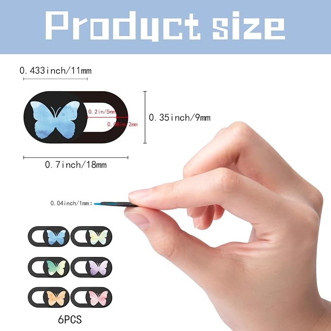 6Pcs Laptop Camera Cover Slide Butterfly 0.04 Inch Ultra Thin Webcam Privacy Cover Security Guard Slide Phone Webcam Protectors for Mini PC Laptop Desktop Computers Notebook Office Use - Image 2