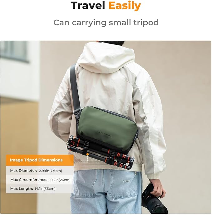 K&F CONCEPT 2 in 1 Camera Sling Bag, Everyday Shoulder Bag | Multifunction Photography Compact Crossbody DSLR Portable Bag, Compatible for Canon/Nikon/Sony, BS01 - Image 5