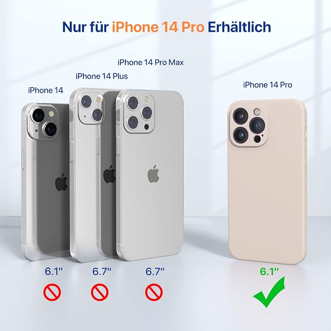 Miracase Silicone for iPhone 14 Pro Case, Sand | Soft Anti-Scratch Microfiber Lining, Premium Silicone Cover Shockproof Drop Protection Phone Case for 14 Pro - Image 2