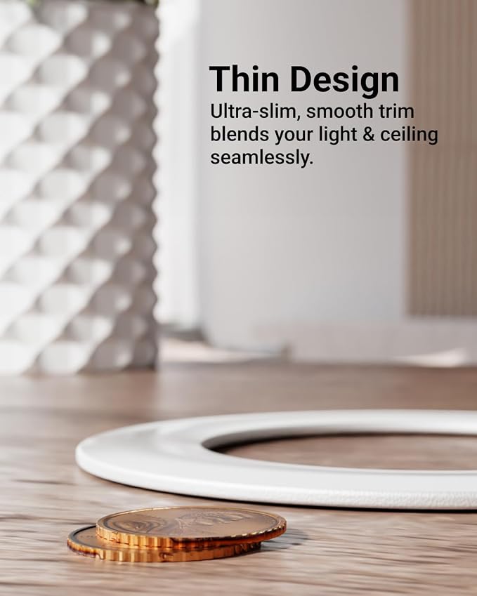 Sunco 12 Pack 4 Inch Recessed Light Goof Ring, Ultra Thin, White | Flush Mount Trim Overlay, Durable Polycarbonate, Covers Oversized Ceiling Holes and Drywall Gaps - Image 6
