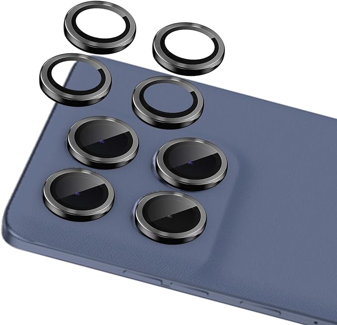 2 Set for Motorola Edge 2025 Camera Lens Protector, 9H Tempered Glass Camera Cover Protector Metal Ring Decoration Accessories (Black) by Unknown