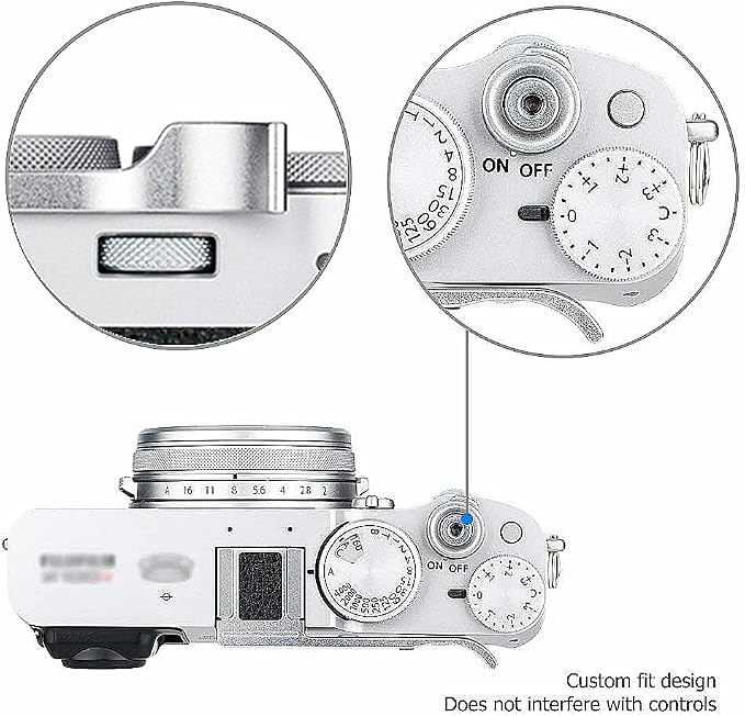 X100VI Metal Thumb Up Grip for Fujifilm X100VI XE4 XE3 X100V X100F - Silver | Aluminum Alloy X-E4 X-E3 X100T Thumb Rest Support, with Silicone Pad, Not Affected The Use of Thumb Wheel - Image 7
