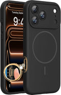 miracase Magnetic for iPhone 17 Pro Case, Compatible with MagSafe, Integrated Silicone Camera Control Cover, 3.0mm Thicken Shockproof Drop Protection Phone Case for 17 Pro,Dark Black by Miracase