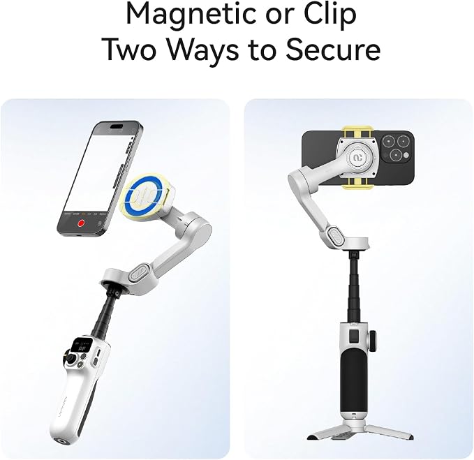 AOCHUAN 3-Axis Phone Gimbal for iPhone, Gimbal Stabilizer with AI Auto 360°Pan Tracking, Built-in Extension Rod, Fill Light, Quick Launch, Magnetic Phone Stabilizer for Video Recording-Smart P2 - Image 2
