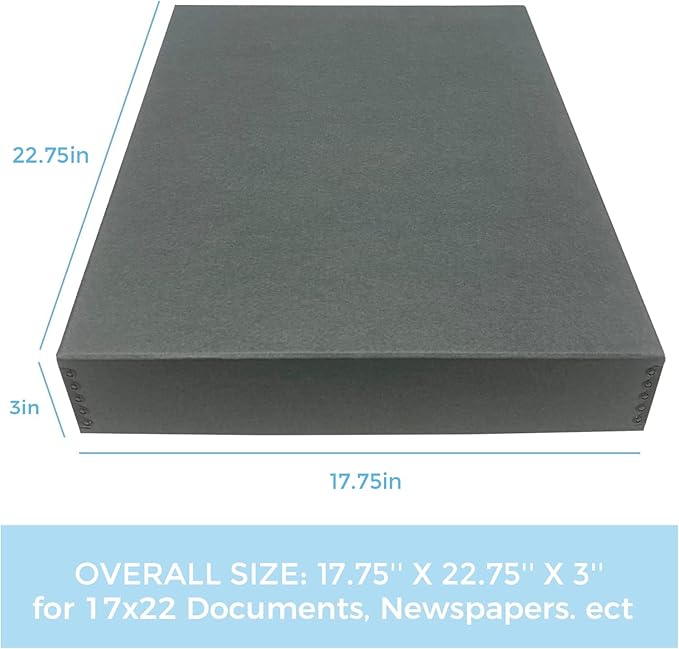 Lineco Museum Archival Storage Box, Drop Front, 17.75x22.75x3 in, Gray | Acid-Free with Metal Edge, Preserves Picture Longevity, Organize Photos, Newspapers, Prints, Documents, Crafts, DIY - Image 2