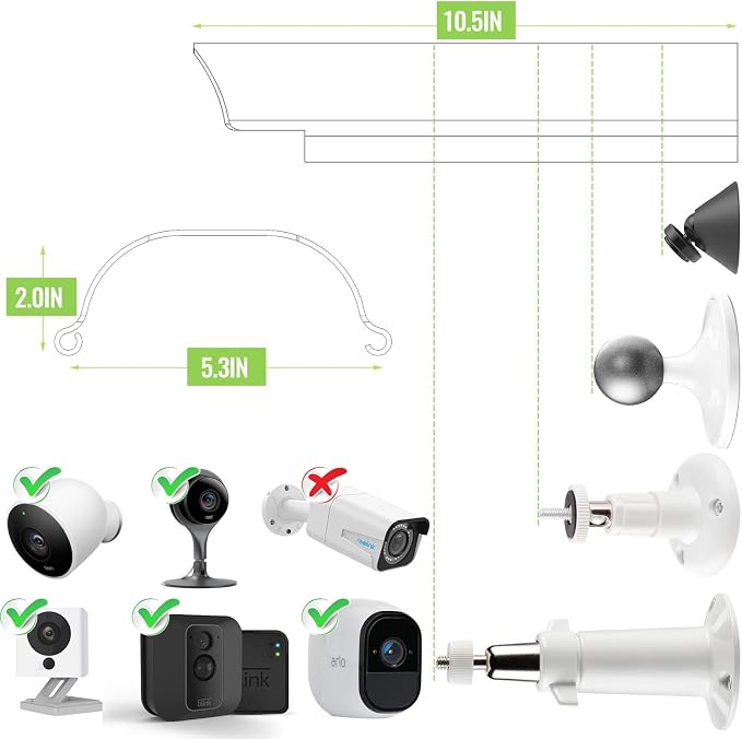 2 Pack Universal Sun Rain Shade Camera Cover Shield,Protective Roof for Outdoor Dome, Bullet Cameras,for Blink,Eufy,Arlo,WyzeCam,Nest,Ring,SimpliSafe,Kasa,Aluminum Alloy Material-White - Image 4