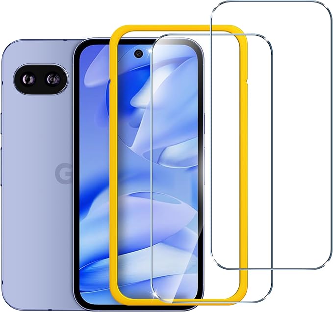 ivoler Screen Protector for Google Pixel 9a Tempered Glass 2-Pack | with [Easy Installation Frame], Anti-Scratch Case Friendly Clear HD Film for Pixel 9a 6.3 inch by iVoler