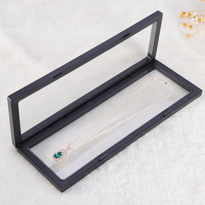 Gatuida 3D Floating Display Case (Without Base), Transparent PE Jewelry Storage Box, Floating Coin Display Frame Holder(11x30cm) - Image 4