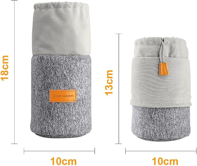 K&F CONCEPT Lens Pouch 2-in-1 Expandable Camera Lens Bag Case Compatible for Canon Lenses 75-300mm, Nikon, Sony, Pentax, Olympus Camera Lens 10 x 18cm Protective Neoprene Soft Plush for DSLR Lenses - Image 6