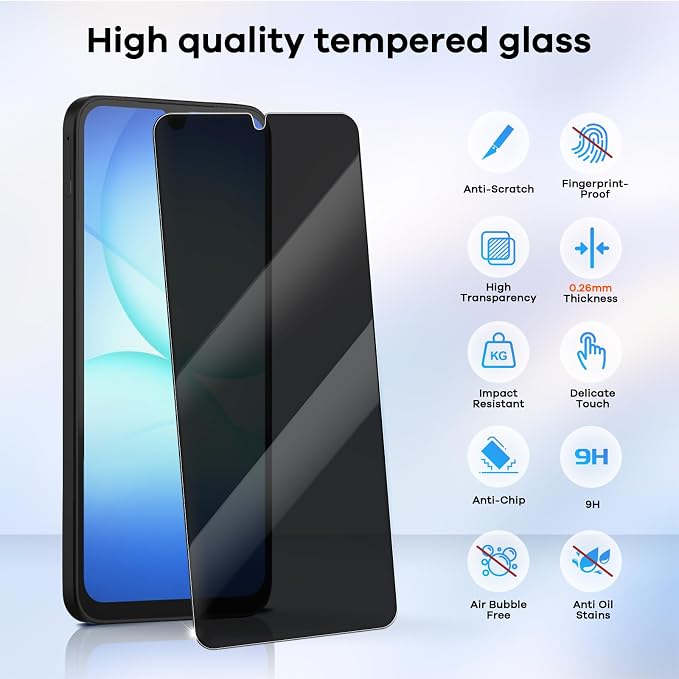 3+3 for Samsung Galaxy A17 5G Privacy Screen Protector Camera Protector | 9H Tempered Glass Cell Phone Protector Camera Lens Protector - Image 3