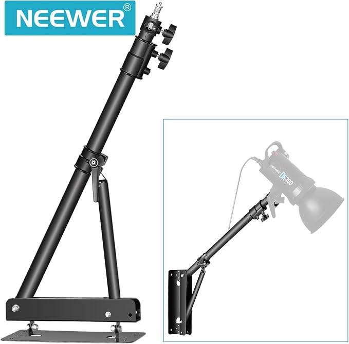 NEEWER Triangle Wall Mount Arm for Photography Studio Strobe Monolight | For Softboxes, Umbrellas, Reflectors, Flexible Rotation 180 Degrees, Maximum Length 180 cm, Black - Image 2