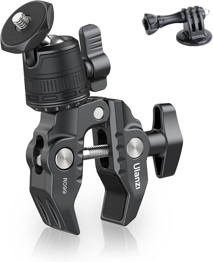 ULANZI R099 Super Clamp Camera Mount with 360° Ballhead | Clamps 0.51-2.36in Pole Tube, 3.3lb Load, for Bike Motorcycle Handlebar Insta360 GoPro DJI Phone DSLR Light Monitor by JUSMODirect
