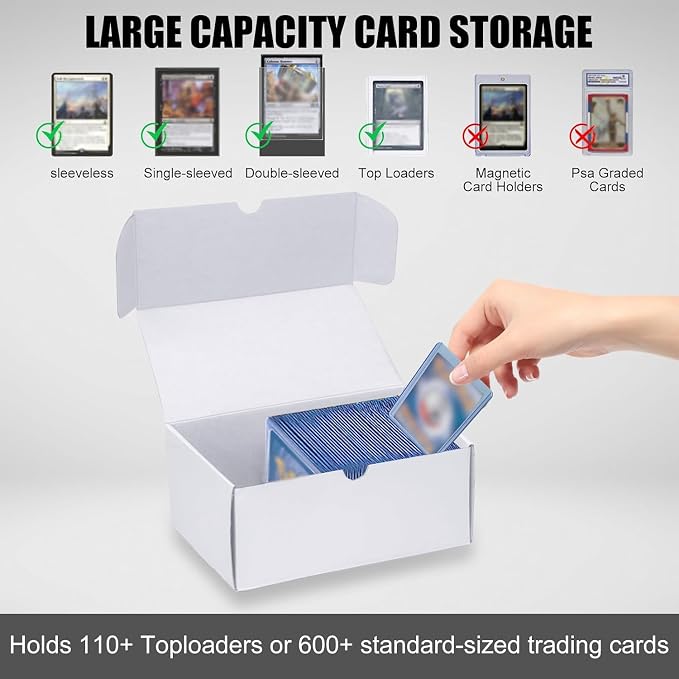 Trading Card Storage Box, 10-Pack 600 Count White Corrugated Cardboard Box | Toploader Trading Card Storage Box, Top Loaders Storage Box for TCG/Magic/Mtg Basketball Card, Collectible Trading Cards - Image 3