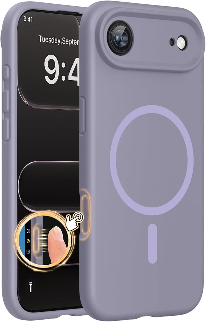 miracase Magnetic for iPhone Air Case, Compatible with MagSafe, Integrated Silicone Camera Control Cover, 3.0mm Thicken Shockproof Drop Protection Phone Case for 17 Air,Lavender Gray by Miracase