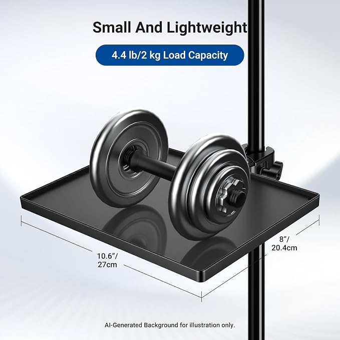 NEEWER BASICS Microphone Stand Tray, 10.6" x 8" x 1.3" Clamp on Mic Desk Shelf Attachment for Studio Stage Concert Karaoke Music Recording Meeting Outdoor Lecture for Storage, Max Load 4.4 lb, MS047 - Image 3